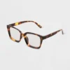 Women's Tortoise Print Shiny Plastic Rectangle Blue Light Filtering Glasses - Universal Thread™ Dark Brown -Universal Thread GUEST 1644f542 bada 4dc0 bacf baa7fe9a6cc7
