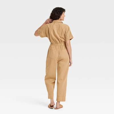 Women's Short Sleeve Button-Front Boilersuit - Universal Thread™ 3 Women's Short Sleeve Button-Front Boilersuit - Universal Thread™