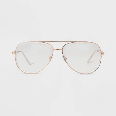 Women's Metal Aviator Blue Light Filtering Reading Glasses - Universal Thread™ Gold 4 Women's Metal Aviator Blue Light Filtering Reading Glasses - Universal Thread™ Gold - Image 2