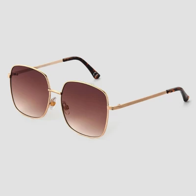 Women's Metal Oversized Square Sunglasses - Universal Thread™ Brown 3 Women's Metal Oversized Square Sunglasses - Universal Thread™ Brown