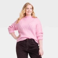 Women's Cable Mock Turtleneck Pullover Sweater - Universal Thread™ -Universal Thread GUEST 52227d76 0ead 4e5f bed3 2e52b3eb678f