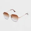 Women's Shiny Metal Round Sunglasses With Gradient Lenses - Universal Thread™ Brown -Universal Thread GUEST 6d9c5818 66a9 4851 9522 3569a1dd6743