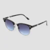 Women's Tortoise Shell Print Flat Top Retro Browline Sunglasses - Universal Thread™ Black -Universal Thread GUEST 715dc111 eafb 4ae1 96c2 b3d4ef736848