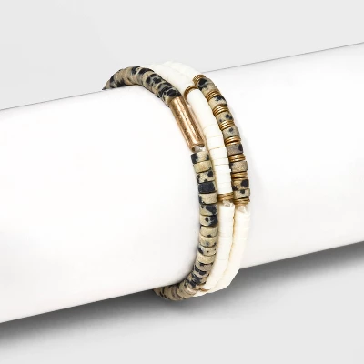 Semi-Precious Heishi Multi-Strand Bracelet Set 3pc - Universal Thread™ 3 Semi-Precious Heishi Multi-Strand Bracelet Set 3pc - Universal Thread™