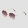 Women's Narrow Metal Round Sunglasses - Universal Thread™ Gold