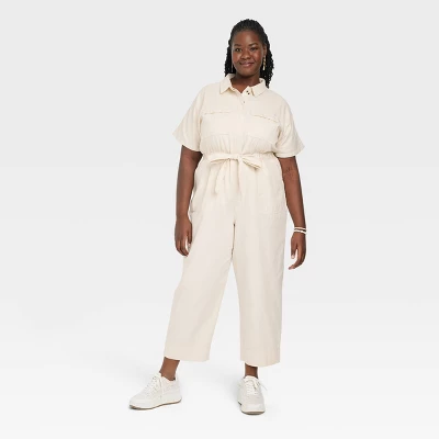 Women's Short Sleeve Button-Front Boilersuit - Universal Thread™ 6 Women's Short Sleeve Button-Front Boilersuit - Universal Thread™ - Image 4