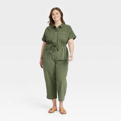 Women's Short Sleeve Button-Front Boilersuit - Universal Thread™ 7 Women's Short Sleeve Button-Front Boilersuit - Universal Thread™ - Image 5