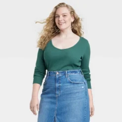 Women's Long Sleeve Ribbed V-Neck T-Shirt - Universal Thread™ -Universal Thread GUEST b78a2291 3d68 4f34 987a 801fb6a670d1