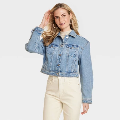Women's Cropped Denim Jacket - Universal Thread™ Medium Wash 5 Women's Cropped Denim Jacket - Universal Thread™ Medium Wash - Image 3