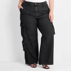Women's High-Rise Wide Leg Denim Cargo Pants - Universal Thread™ -Universal Thread GUEST cf88d1a8 9799 41b0 a844 ce4139878771