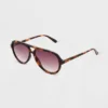 Women's Tortoise Print Shiny Plastic Metal Aviator Sunglasses - Universal Thread™ Dark Brown -Universal Thread GUEST e0face27 fef0 4a67 b3b3 aad40ea52149