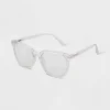 Women's Gloss Plastic Square Blue Light Filtering Reading Glasses - Universal Thread™ Clear
