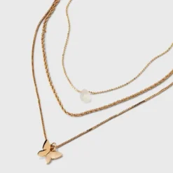 Ball And Snake Chain With Butterfly Charm Multi-Strand Necklace Set 3pc - Universal Thread™ Gold -Universal Thread GUEST ee7a3568 d065 4b6f a0ee df824b42e9ed