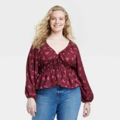 Women's Puff Long Sleeve Tie-Front Blouse - Universal Thread™ -Universal Thread GUEST f3c9e8a1 3bfd 4638 baf5 81d06cb1b074